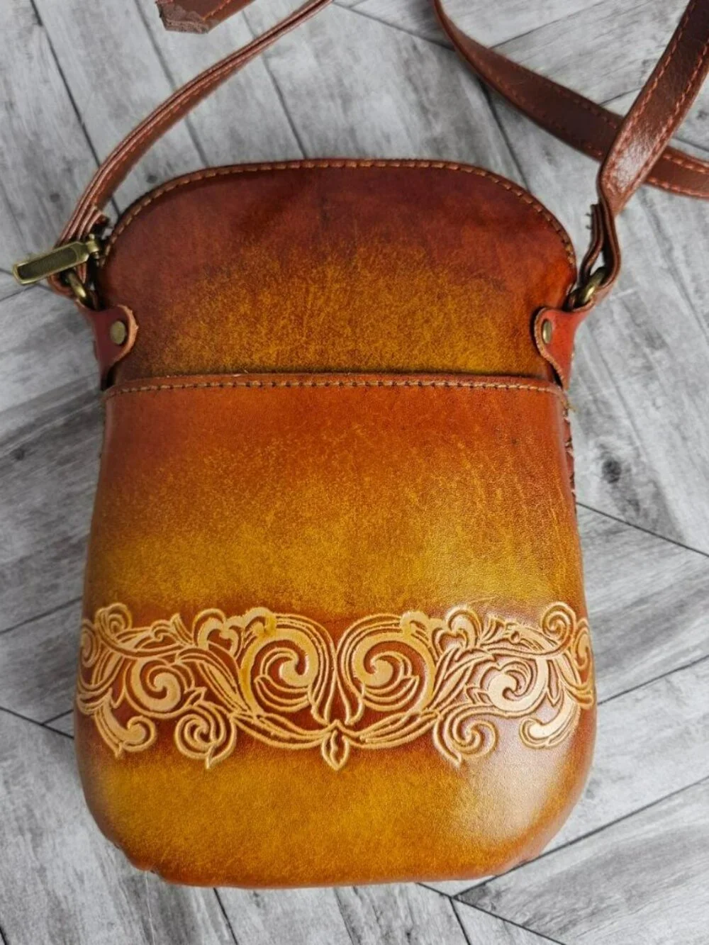 Anuschka Hand-Painted Leather Bird Shoulder Bag Crossbody Purse Small - Picture 2 of 10